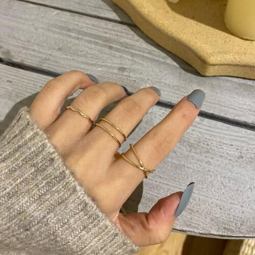 Index ring set Korean simple style double cross design female ins wind vintage metal geometry new rings women jewelry