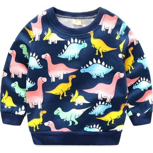 2019 Autumn Kids hoodies sweatshirts cotton Cartoon Print Jurassic World dinosaur boys girls Sweater coat tops baby clothes tees