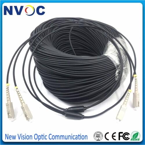 MM,2Cores,50/125 OM3-300,LSZH Black Jacket,3.0mm,SC/UPC-SC/LC/ST/FC 100/150/ 200M 2Fibers 2C Armored Fiber Patch Cord,No Reel