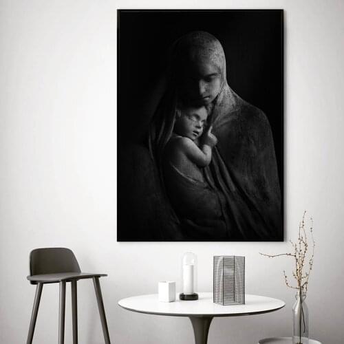 Virgin Mary Poster Catholic Christian Printmaking Mother and Her Baby Canvas Painting Mural Art Print Living Room Home Decor