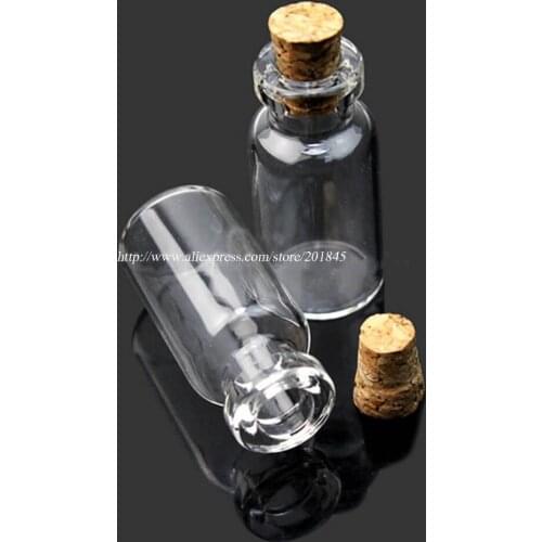 Diameter 16mm Empty Cute Cork Glass Bottles With Wooden Stoppers Vial Clear Essential Oil Decorative Bottle 2ml 3ml 4ml