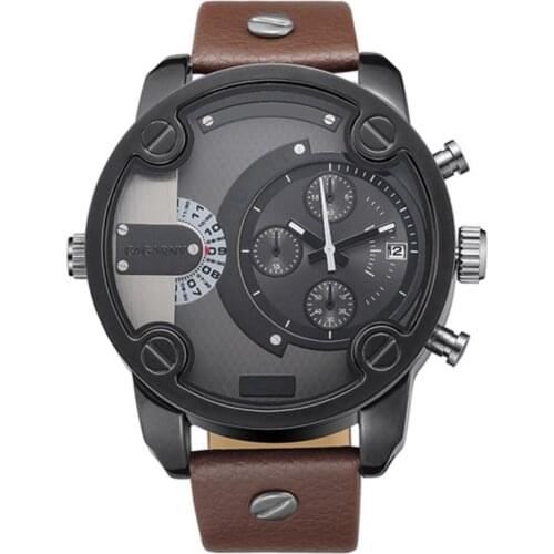 Cagarny Luxury Men Watches Quartz Watch Men Fashion Wristwatches Leather Watchband Date Display Military waterproof clock Watch