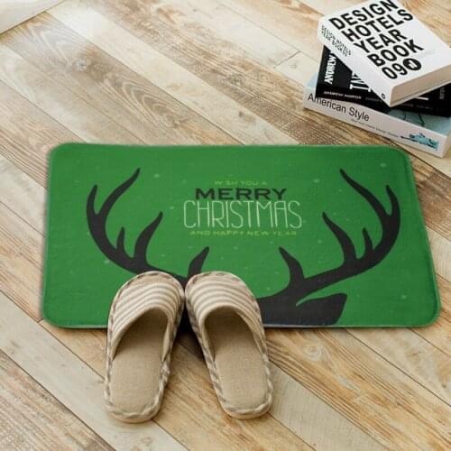 Merry Christmas Decoration Doormat Deer Polyester Flannel High Quality Floor Mat Non Slip Mat Carpet New Year Gift Decor Rug