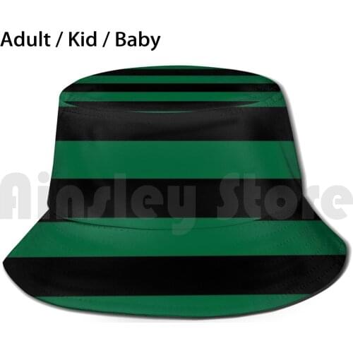 Rugby Shirt Green And Black Stripe Design Bucket Hat Adult kid baby Beach Sun Hats Rugby Football Stripes Sports Sport Team