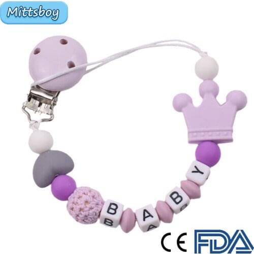 DIY Baby Personalized Name Handmade Pacifier Clips Holder Chain Silicone Pacifier Chains Five Stars Teether Teething Chains Gift