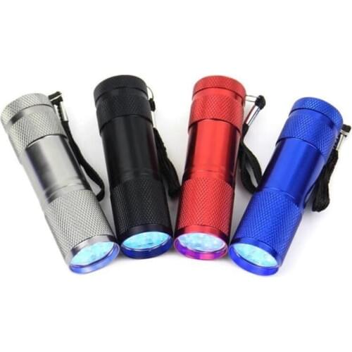 Mini 9 LED Flashlight UV Money Detector Flashlight 365nm Ultraviolet Torch Household Protable Outdoor Camping Riding light SN370