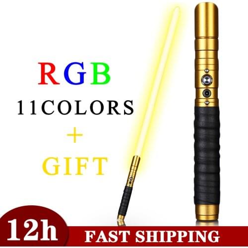Lightsaber RGB Heavy Dueling Golden Metal Handle 11 Colors Change Force FX FOC Blaster Sword 3 Sets Soundfonts Personalized Gift