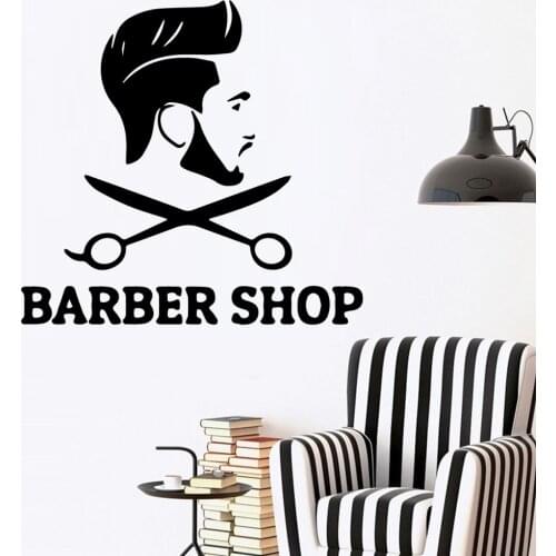 Cartoon Barber Shop Vinyl Wall Sticker Home Decor Stikers For Living Room Bedroom Removable Decor Wall Decals