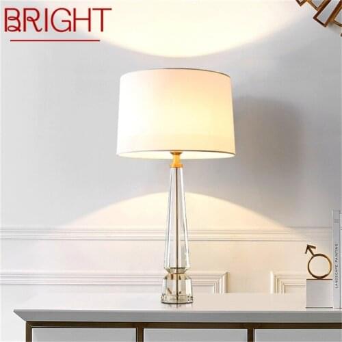 BRIGHT Table Lamp Brass Modern Simple Crystal LED Desk Light Decoration for Home Bedside