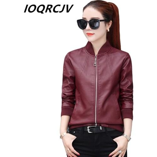Plus Size M-4XL Short Leather Jacket Women Spring Autumn Fashion Motorcycle Jacket Black Faux leather Coats Outerwear Female