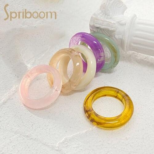 Korean Resin Woman Rings 2021 Trend Aesthetic Transparent Colorful Acrylic Ring Simple Jewelry Wedding Party Accessories