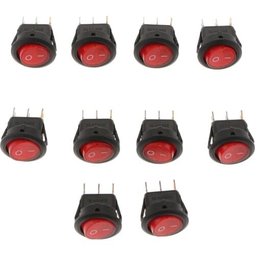 10 Pcs Round Rocker Switch,On/Off Rocker Press Button 12V LED Toggle
