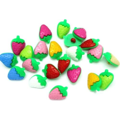 100Pcs Mixed Starwberry Acrylic Sewing Buttons For Clothing Flatback Cabochon Scrapbooking Crafts Decoration Diy Accessories