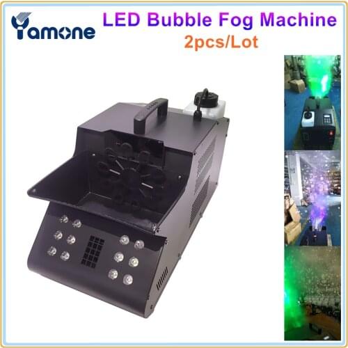 2pcs/Lot 1500W DMX Control RGB Led Bubble Machine With Fog Smoke For Wedding Party 12x3W LED Fogger Maker Machine Bubble Blower