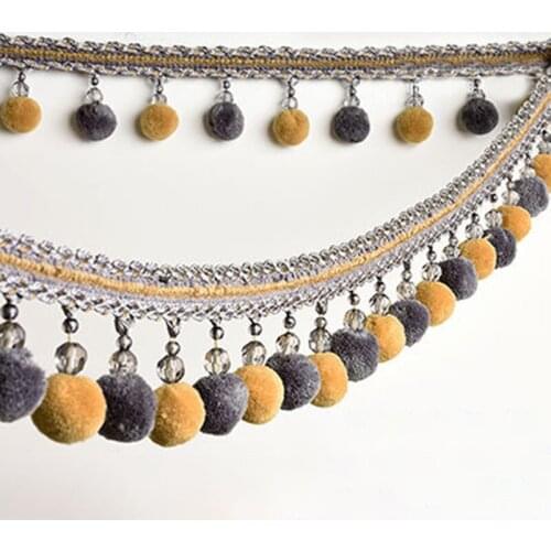 3Meter Color DIY Plush Ball Cotton Ribbon Tassel Pompom Edge Trim Curtains Dress Splice Accessories Clothing Luggage Decoration