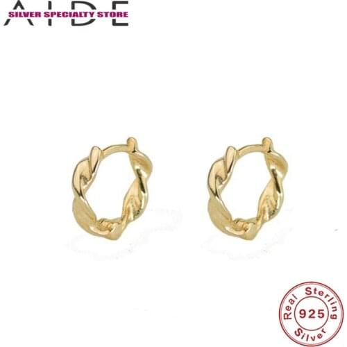 AIDE Twist Simplicity 925 Sterling Silver Hoop Earrings For Women Trend Earrings Fine Jewelry Pendientes Bijoux Aretes For Girls