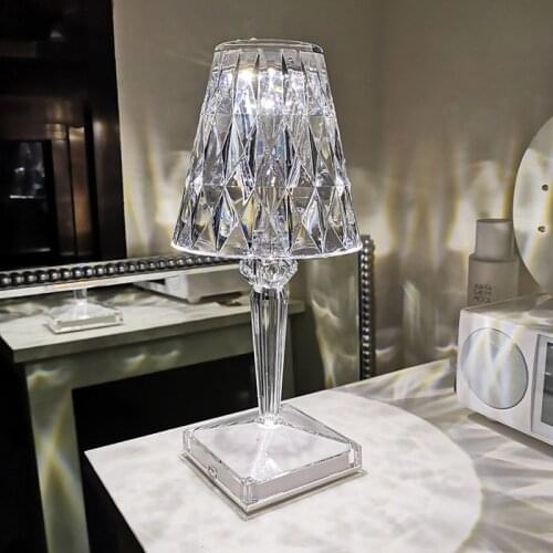 Diamond Table Lamps for Bedroom Touch Sensor Led Charging Desk Lamp Bar Restaurant Nightstand Light Fixture Bedside Night Lights