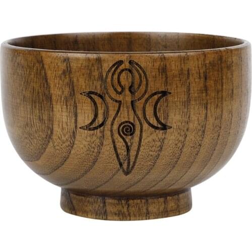 Altar Bowl Handmade Wood Bowls Ritual Tableware Ceremony Moon Divination Astrological Tool Board Game Witchcraft Prop Supplies