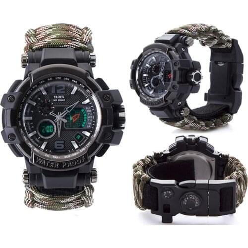 Outdoor Survival Watch Men Sports Watchs Multifunctional Waterproof Quartz Military Tactical Paracord Watch Reloj Hombre 2021