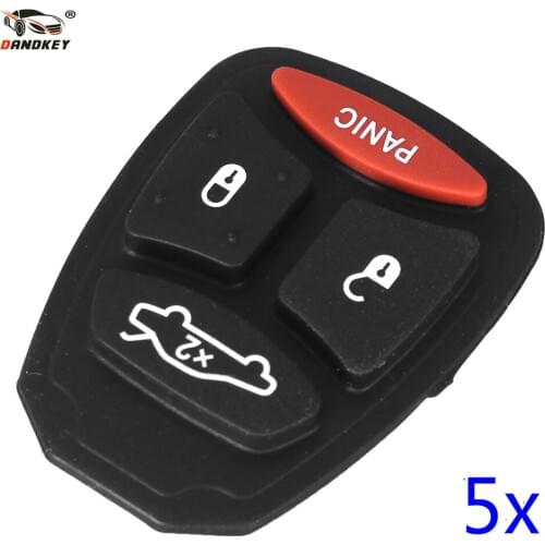DANDKEY 5x Rubber Button Pad Car Remote 4 3+1 Buttons Key FOB For Chrysler Aspen Dodge Durango Magnum Charger Ram For Jeep