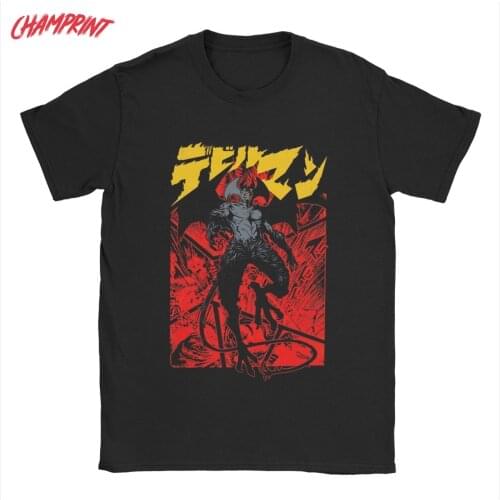Mens T-Shirts Japan Anime Debiruman Cool Devilman Crybaby Funny Pure Cotton Tees Short Sleeve T Shirt O Neck Tops Party