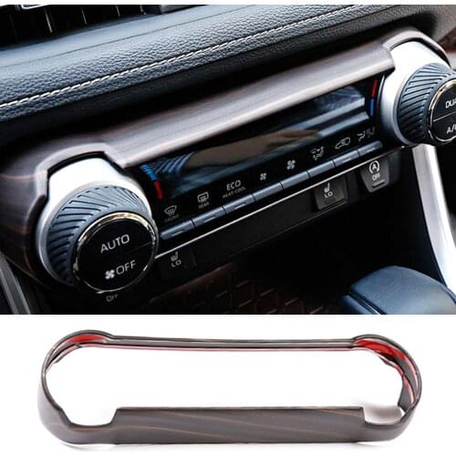 For Toyota Rav4 2019-2021 Peach Wood Color Center Console Air Condition AC Switch Button Panel Cover Trim Carbon Fiber Color