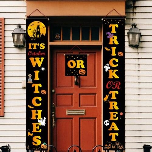 Halloween Door Curtain Couplet Door Decoration Party Hanging Flag Banner Halloween Decor For Home