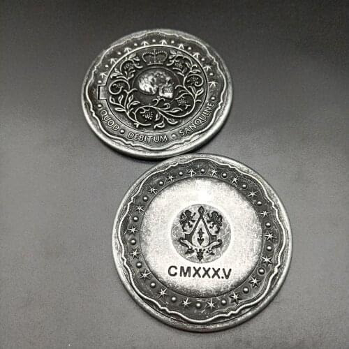 John Wick Collect Coin Gold Blood Oath Marker Keanu Reeves Cosplay Props Halloween Fancy Gift