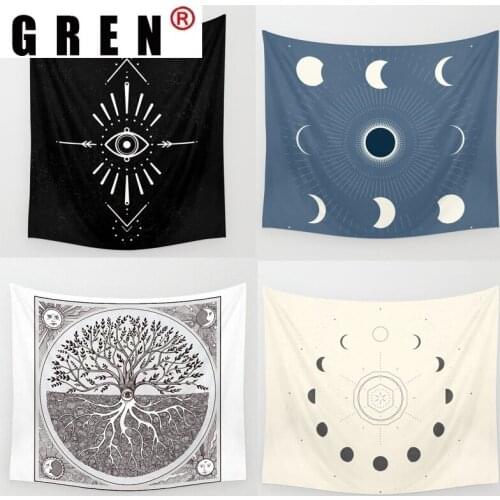GREN Psychedelic Moon Tapestry Wall Hanging Covering Rugs Background Cloth Beach Mat Blanket Art Bedroom Living Home Decor