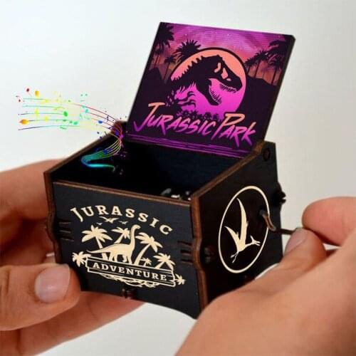 HOT Wooden Hand Crank Black Queen Juras Park Music Box Childrens holiday gifts Christmas gifts New Year gift