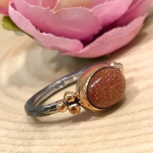 Hand Production Natural Star Stone Authentic sterling Silver Ring