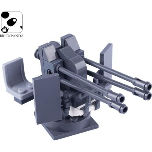 MOC WW2 German Anti Aircraft Cannon Building Blocks Military Army Soldier Figures Weapon Accessories Bricks Model Children Toys