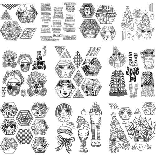 Creative Hexagonal Character Decoration Transparent Clear Silicone Stamp/seal for Diy Scrapbooking/photo Album Decor Card Making