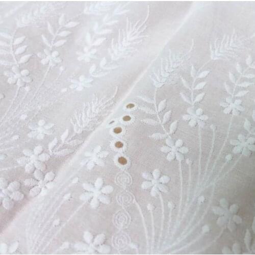 Ivory White Pure Cotton Lace fabric Lace Trim Vintage Embroidery Floral Lace Eyelet Fabric For Sewing Supplies Costume Design