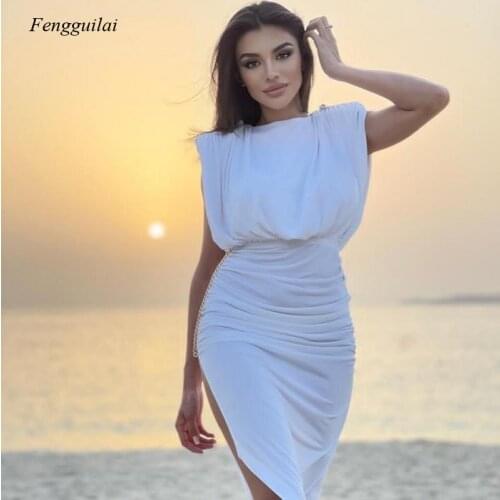 Summer Womens Dress Fashion Street Halter Retro Solid Color White Black Casual Bag Hip Skirt