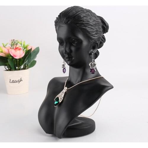 Black Resin Female Mannequin Bust For Necklace Ring Display,Manikin Torso
