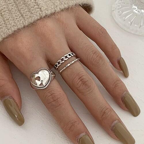 Minimalist Aesthetic Rings for Women Cute Love Heart Jewelry New Fashion Geometric Handmade Accessories Couple Engagement Gift