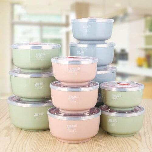 900ML 304 Stainless Steel Bowl Household Instant Noodle Bowl with Lid Rice Bowl Large Lid Bowl Anti-scalding Soup Bowls