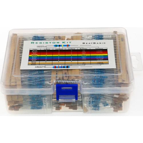 3120pcs/Box 156Value x 20pcs 1% 1/4W Metal Film Resistor Kit 1R-10M Ohm Component Pack