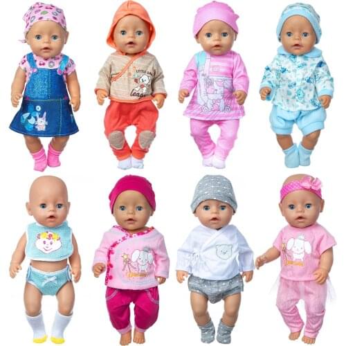 New Pattern Clothing Fit 18 inch 43cm Doll Clothes Strawberry Pineapple, Fruit and Hair Ribbon Suit Accessories For Baby GiftC