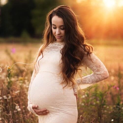 New 2020 Maternity Photography Props Maxi Dress Maternity gown Lace Dress Fancy Shooting Photo Clothes for Pregnant Women