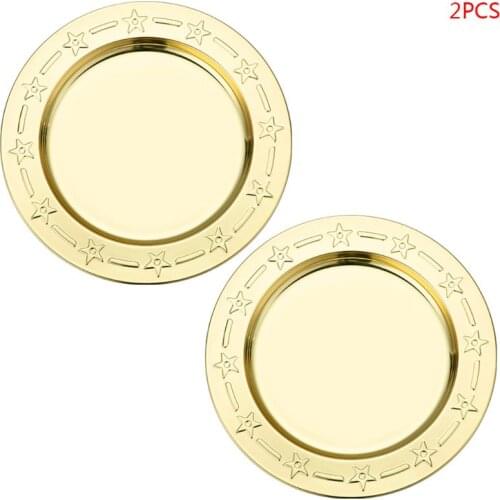 2pcs Star Stainless Steel Dinner Plate Dish Salad Fruit Food Container Tray Camping Picnic Tableware 30cm