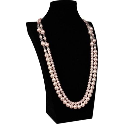 Orange Imitation Pearls and Glass Crystal 4x6mm&8mm&12mm Size For Diy Elegant Orange Necklace 18-19inch Kaing jewelry H226