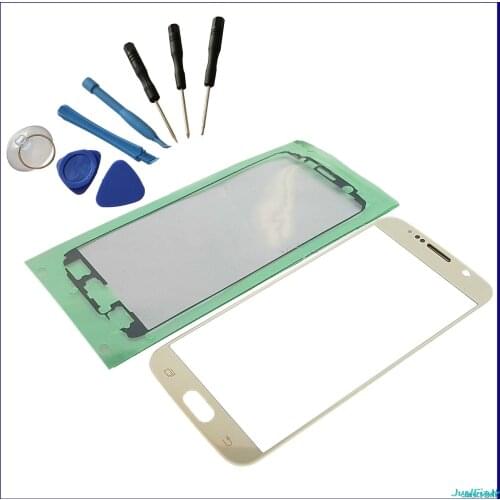 Front Glass Lens For Samsung S6 G920A G920F G920p LCD display outer touch panel screen glass replacement+ Stickers + Tools