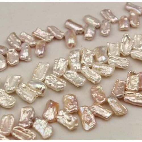 9*15MM 20Pcs Flat Rectangular Baroque 100% AA Natural Freshwater Pearl Strand Bead Earring Charms Jewelry Loose Beads