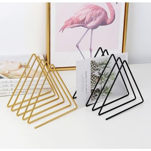 Bookends Golden Triangle Iron Art Book Stand Office Desk Shelf Magazine Book Collection And Arrangement Shelf Book Storage