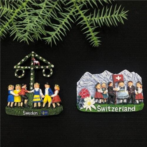 QIQIPP Fine and vivid Switzerland Sweden Childrens resin refrigerator magnet