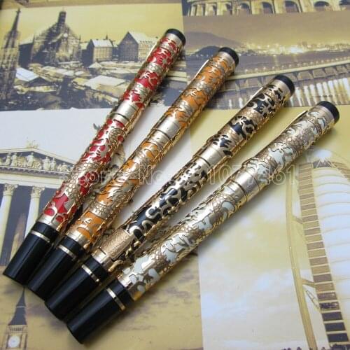 4Pcs Jinhao Black Red White Orange Embossed golden dragon Pen High Quality Roller ball Pen J3K66T