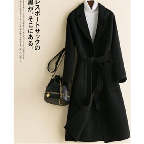 Woolen Coat Female Outerwear Plus Size Double-Sided Cashmere Wool Coat Womens 2021 New Autumn Winter Mid-Length Loose Wool