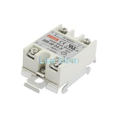 SSR-60DA-H DIN Rail Mount Single Phase Gray Solid State Relay SSR 60A 3-32VDC 90-480VAC